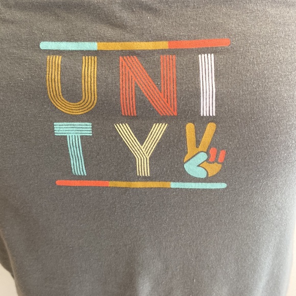 Mighty Fine Large Gray Tube Crop Top with multi-colored wording “UNITY” - Picture 2 of 5